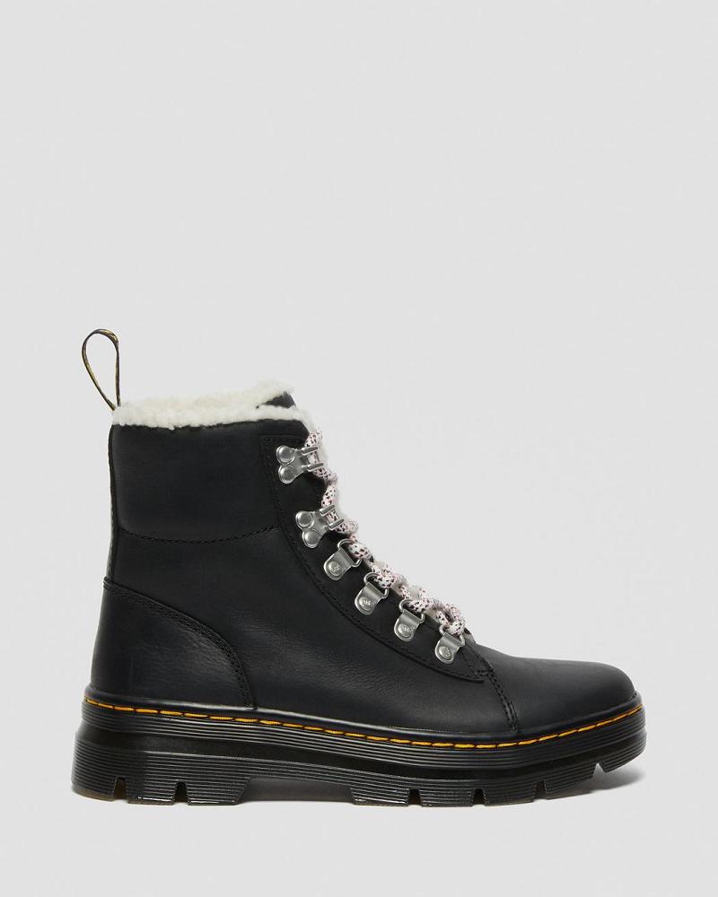 Black Women's Dr Martens Combs Faux Shearling Lined Winter Boots | CA 286DFM